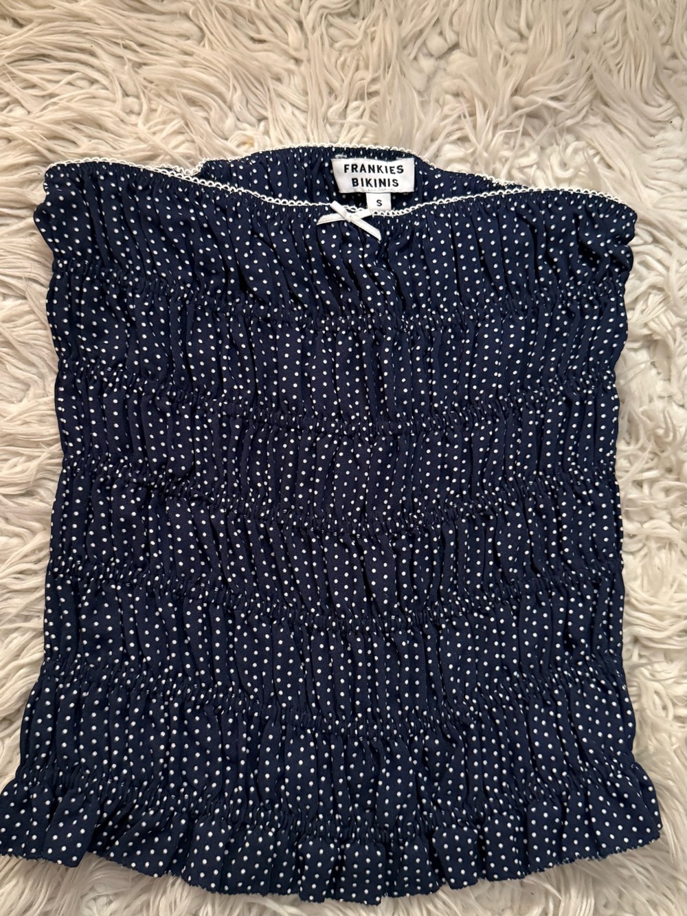Frankie's Bikinis Navy Dot Smocked Tube Top - Jolie Tube Top